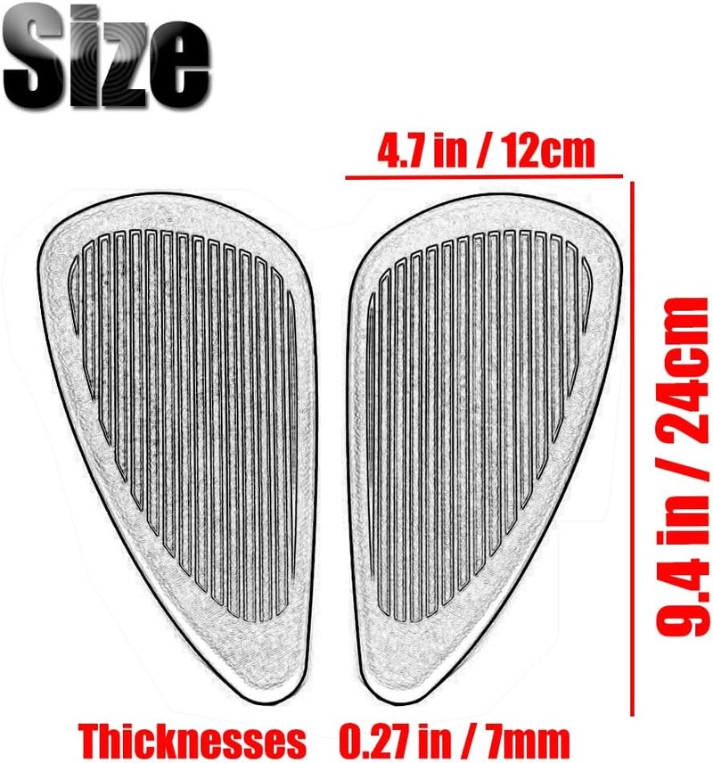 kucehiup Motorcycle Fuel Tank Knee Pad, Vintage Tank Side Panels Protector Stickers Universal Gas Petrol Tank Knee Pads(Black2) - Image 3